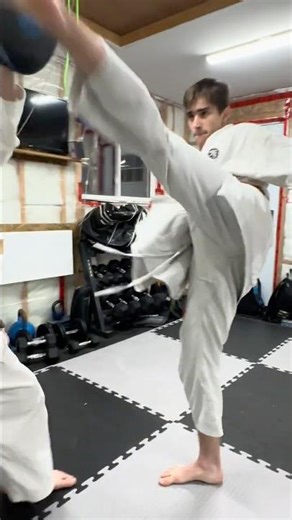 Orange and green belt karate test. Pad Work