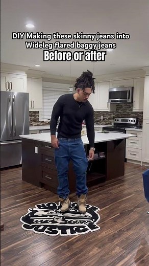 DIY How to make skinny jeans into Wideleg baggy jeans before vs after #baggyjeans #howto #fashion