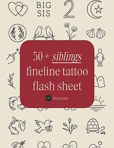 Fine Line Sibling Tattoo Flash Sheet | Minimalist Matching Designs (digital Download) - Etsy UK