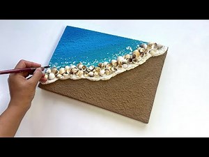 Creating a Textured Sea Painting with Real Seashells | Ocean Waves & ASMR Seashell Art