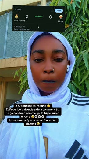 2-0 pour le Real Madrid 😏 Et Federico Valverde a déjà commencé… Si ça continue comme ça, le triplé arrive encore 😂⚽⚽⚽ Les voisins préparez-vous à une nuit blanche 😭#HalaMadrid