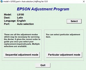 Epson L8180/L8190 Adjustment Program - Chipless Printers