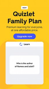 Study smarter together and save more with Quizlet Plus. Unlock premium tools for the whole family and make learning faster, easier, and more effective. | Quizlet