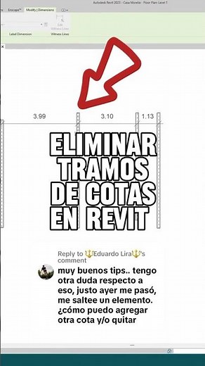Cómo editar una cota en Revit? | Eliminar una medida en una cota en Revit | Como corregir una cota