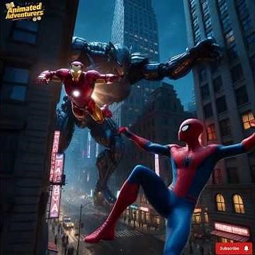 Iron Man & Spider-Man vs Giant Robot – Ultra Cinematic Final Battle # Animated adventurers #cartoons