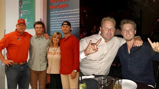 Yankees legend Roger Clemens beams with pride as he & son Kody meet as rivals during Phillies' Spring Training game