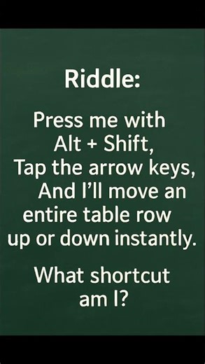 ⬆️⬇️⌨️ Riddle Time: The Row Mover Shortcut — What Am I? 🤔