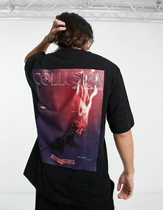 COLLUSION Magazine front print t-shirt in black  | ASOS
