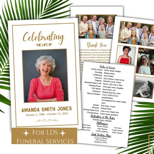 LDS Funeral Program Template, Minimalist Celebration of Life Program, Editable Funeral Service Program, LDS Memorial Service Program DIY - Etsy