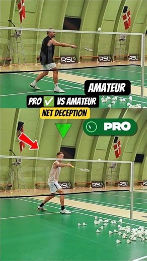 Pro✅ vs Amateur 🏸👉Net cross deception. Can you spot the difference? 👀 #badminton #axelsen #foryou