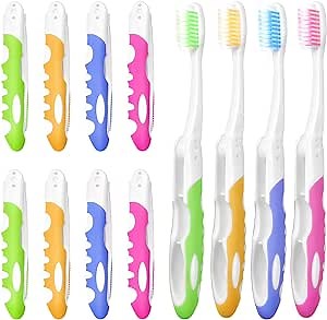 EasyHonor Folding Toothbrush - Soft Potable Travel Size, Individually Wrapped for Home, School, Camping Supplies(12 Pcs)