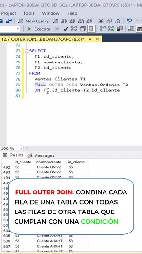 Aprende a usar FULL OUTER JOIN en SQL Server