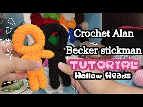 Crochet Alan Becker stickman tutorial! 🔘⚫⭕🟠// Hollow Heads AvA // Free pattern!!