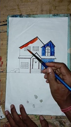Easy House Drawing for Beginners Colorful Watercolor House Art Step by Step