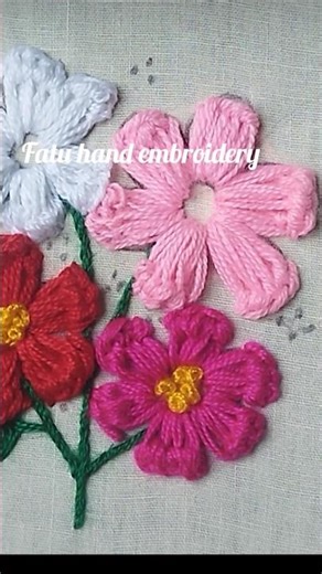 Simple hand embroidery flower design #fatuhandembroidery
