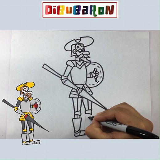 como dibujar a don quijote de la mancha | Dibujos faciles | DibuBaron