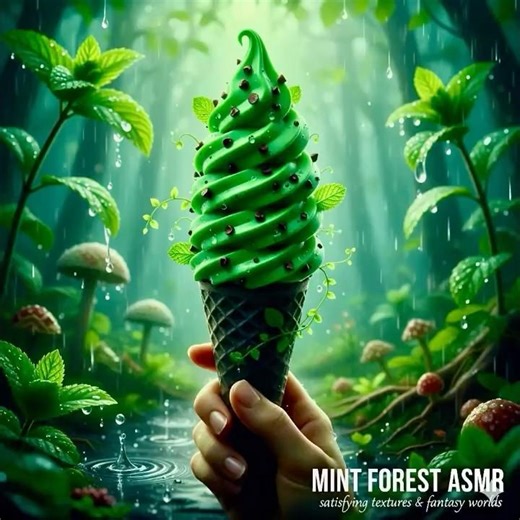 Satisfying Green Ice Cream ASMR 🍃 | Relaxing Rain & Nature Sounds#ASMR #asmrsounds #asmrvideos