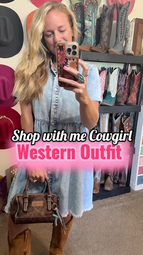 Western Fashion You Need! This denim dress you will want all year long! #westernwear#cowgirl #denimdress #westernoutfit | ShopwithmeCowgirl