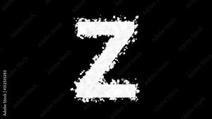 Letter Z appears with white particles on black background