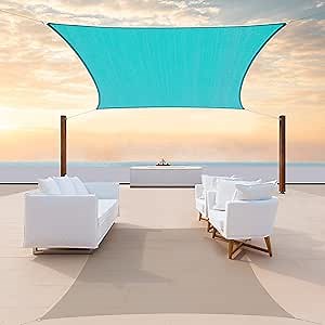 ColourTree TAPS12 Customized Size 7' x 7' Turquoise Rectangle Sun Shade Sail Canopy UV Block UPF50 - Commercial Standard Heavy Duty - 190 GSM - 3 Years Warranty
