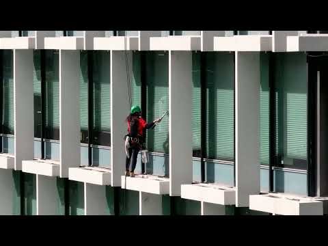 Blue Yonder Access High Rise Rope Access Window Cleaning in Action