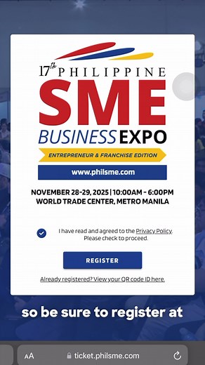 PRISM CODE PHILIPPINES JOINS THE 17TH Philippine SME Business Expo as the official EVENT REGISTRATION PARTNER and EXHIBITOR. SEE our seamless registration in action, EXPERIENCE our event tech solutions firsthand, and DISCOVER how we can elevate your next event! 💥 📍Visit us at Booth FS25 Claim your FREE ticket here: https://ticket.philsme.com/ See you at SMX Convention Center Manila on November 28-29, 2025 🥳🎉 #PrismCodePhilippines #PHILSME2025 #PHILSMEBusinessExpo #BusinessExpo #Entreprenuera
