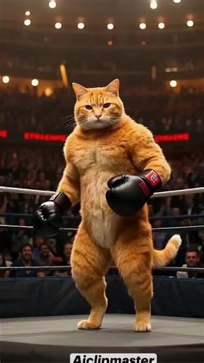 🐾🥊 Cat Enters Boxing Ring… And Wins! 🤯 #cat #funny #youtubeshorts