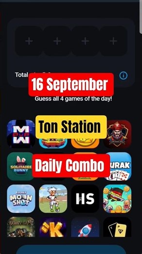 Ton Station Daily Combo Today | 16 September | Ton Station Airdrop #kdp_gaming