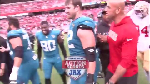 Jags HC Liam Coen and 49ers DC Robert Saleh restrained during heated exchange postgame