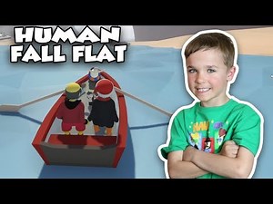 DAD AND TWO SONS DRIVING BOATS!!! HUMAN FALL FLAT MULTIPLAYER (BLOX4FUN SQUAD)