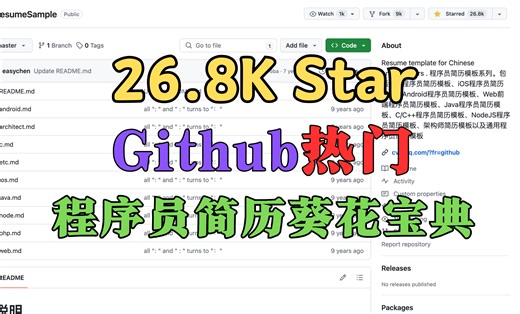 【Github热门】26.8K Star 火了十年的程序员简历模板长啥样