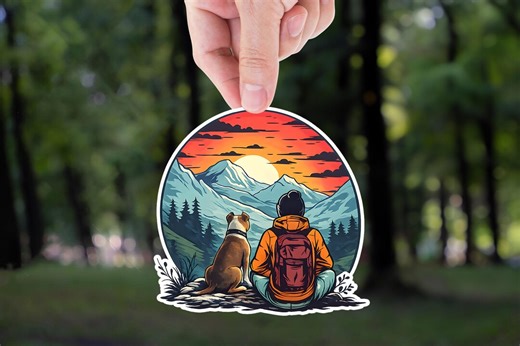 Adventure Dog Hiking Sticker Pit Bull: Mountain Sunset Vinyl Decal - Etsy