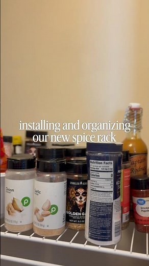 Installing and organizing our new spice rack!