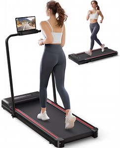 Walking Pad Treadmill,Under Desk Treadmill with Handle Bar,Foldable Portable Walking Pad with Remote Control Red