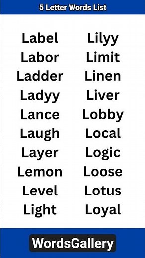L Letter Words List