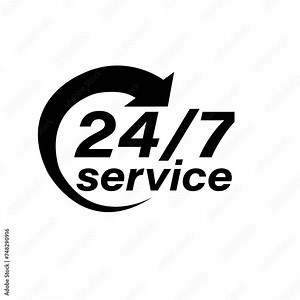 Animation time 24/7 logo icon minimal on white background