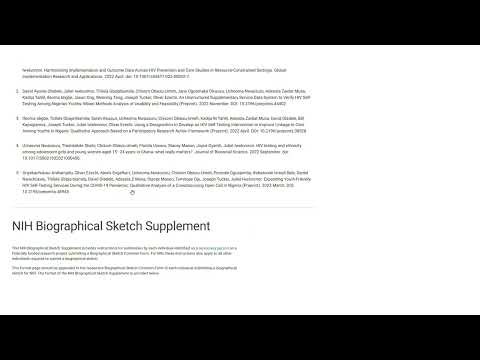 Creating NIH Biosketch in SciENcv