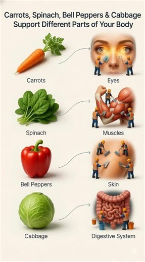 Health Benefits of Carrots, Spinach, Bell Peppers, and Cabbage