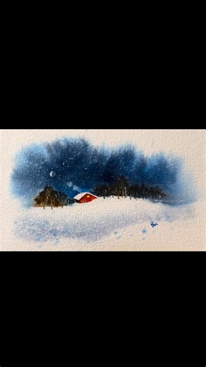 Bannie on Instagram: "Realtime Tutorials👉🏻 https://www.patreon.com/u80327608?utm_campaign=creatorshare_creator #winterpainting #winterwatercolor #nighttimepainting #loosewatercolor #watercolor_daily"