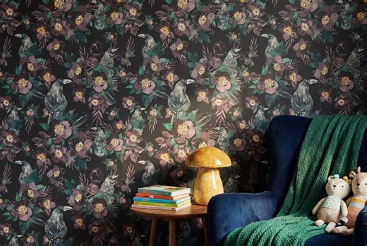 Dark Raven Floral Wallpaper, Moody Gothic Pattern, Removable Peel and Stick, Fabric Traditional - Etsy