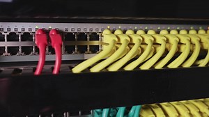 Network panel, switch and cable in data center
