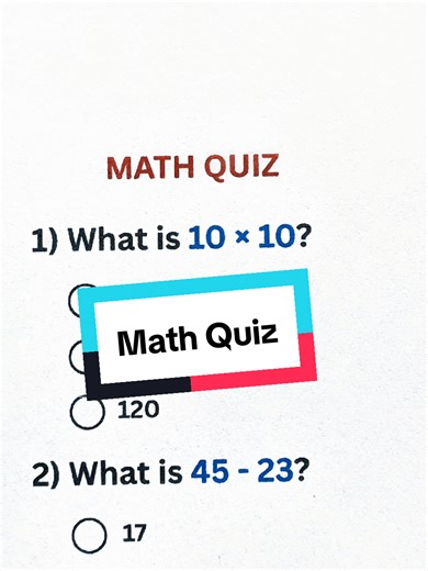 Math Quiz - How much 10 times 10 #mathematics #math #quizz #trivia #fyp