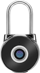 Fingerprint Padlock Locker, SUIJIEEN Biometric Smart Padlock with Keyless, Portable USB Rechargeable Fingerprint Lock Padlock for Gym Suitcase Drawer Door Garage Cabinet (Black)