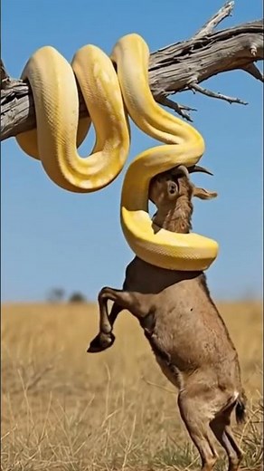 Wild Realm AI | Giant Golden Python Ambushes Goat from Above