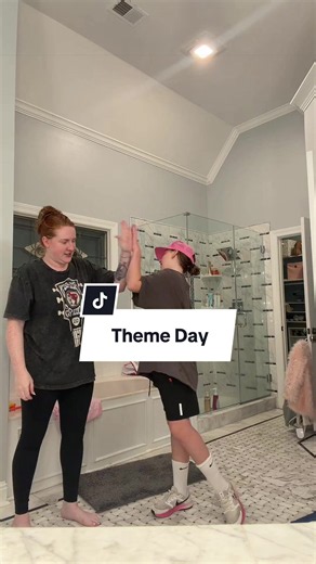 School theme day emergency 😩🚨 How’d we do for Sandler Day?! 😅 #siblingsraisingsiblings #schoolthemeday #sisters #funny #parentsoftiktok