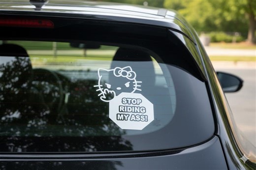 Angry Hello Kitty Tailgating Car Decal - Stop Riding My Ass Sticker - Funny Vinyl Window Decal for JDM, Laptop, or Water Bottle - Etsy