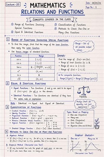 📘 Mathematics – Relations and Functions (Lecture 20)