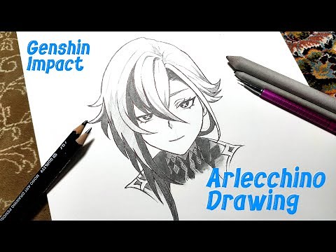 How to draw Arlecchino - easy step by step | Genshin Impact