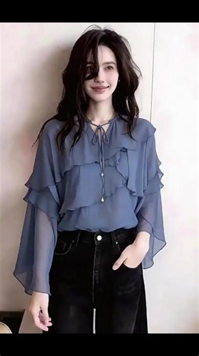 Elegant Chiffon Ruffle Blouse 💙 | 2026 Women's Fashion #aliexpress #fashion #beauty