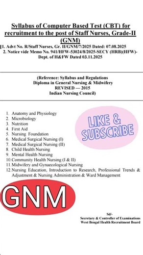 🩺 WBHRB GNM CBT 2025 Syllabus Out! Full Subject List Explained